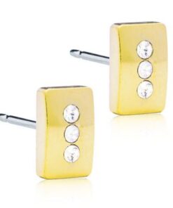 Triple brilliant rectangle Crystal gold earrings 8mm