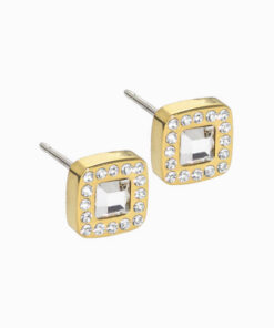 Golden Titanium 8mm Brilliance Cushion Crystal Earrings