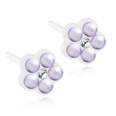 Medical Plastic 6mm Daisy White Pearl Earrings