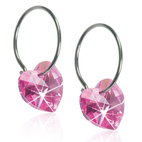 Heart Crystal Pendant Earrings 10 mm