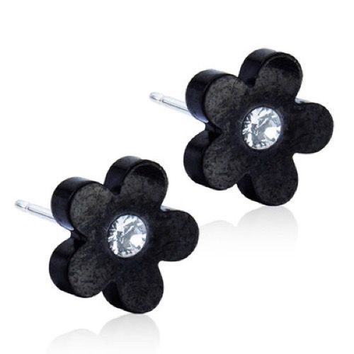 Flower Crystal Titanium Earrings