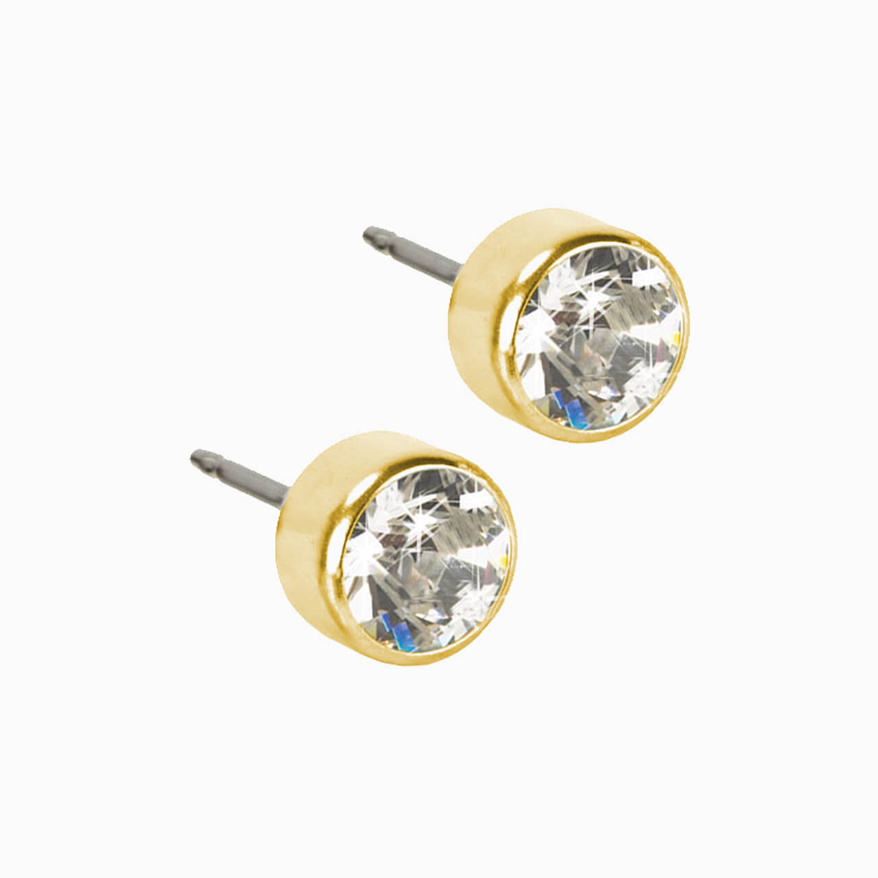 Golden Titanium Bezel Crystal Earrings