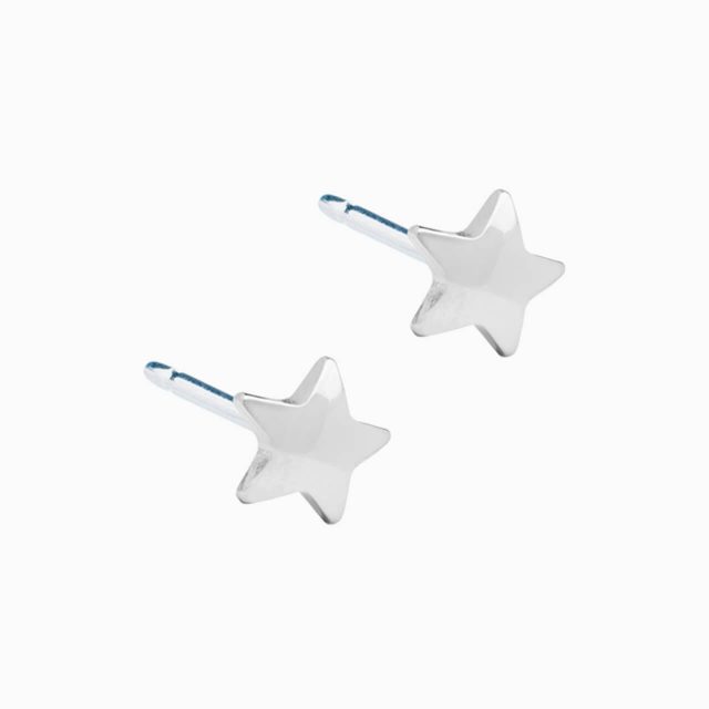 Silver Titanium Star Earrings