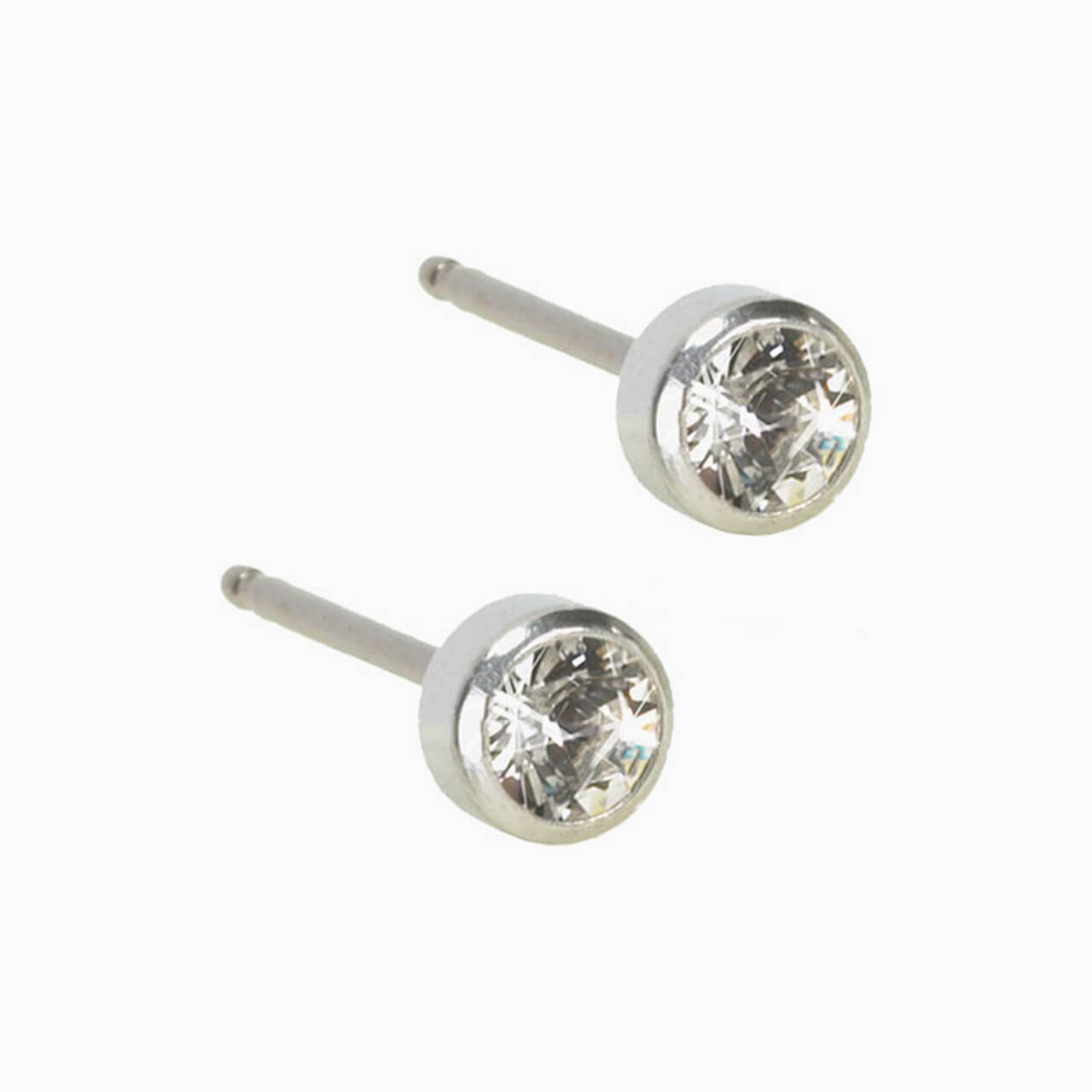 Silver Titanium Bezel Crystal Earrings