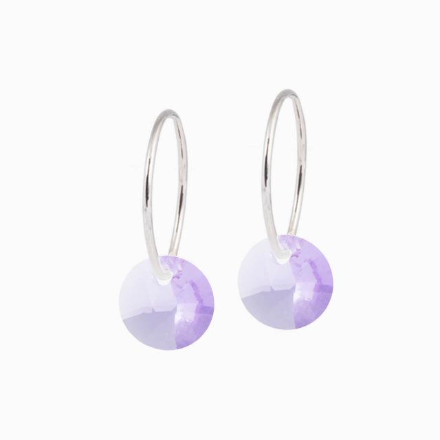 Round Crystal Pendant Earrings 8mm