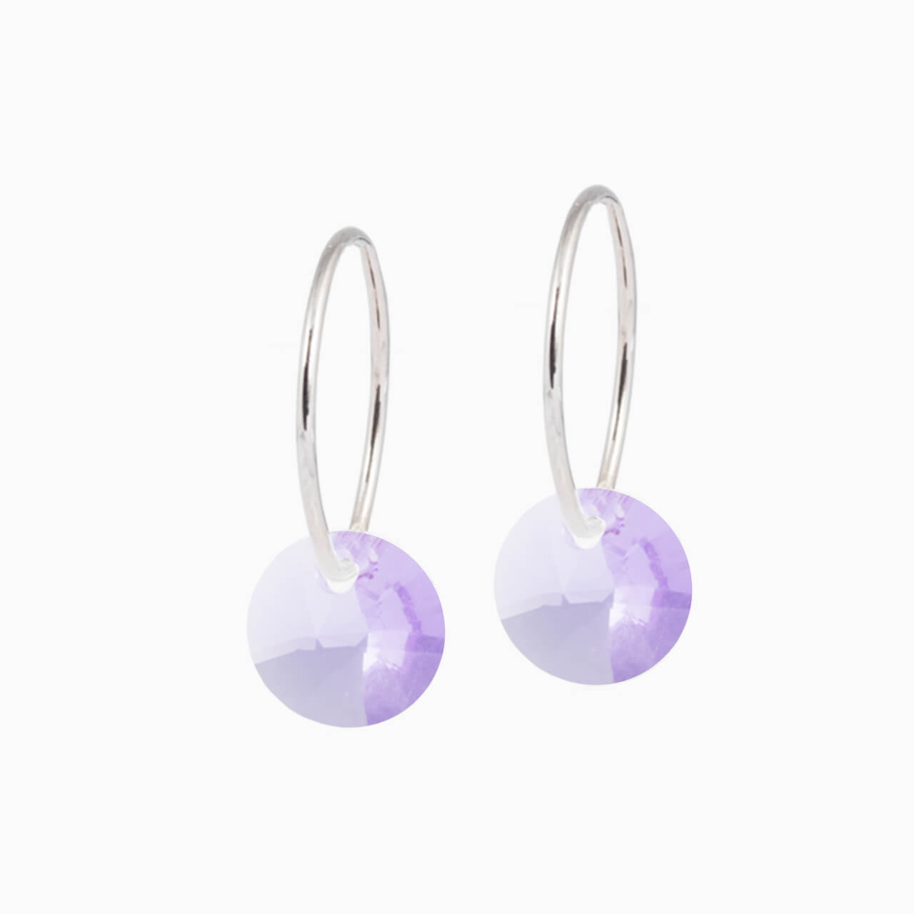 Round Crystal Pendant Earrings 8mm
