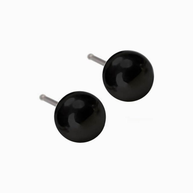 Black Titanium 5mm Ball Earrings