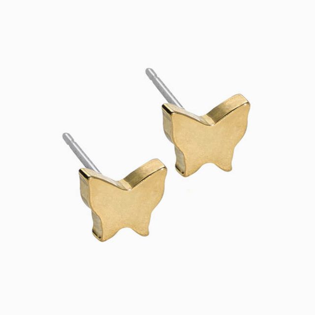 Golden Titanium 8mm Butterfly Earrings