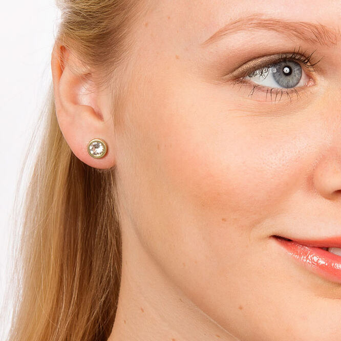 Golden Titanium 8mm Grand Bezel Earrings - Image 2
