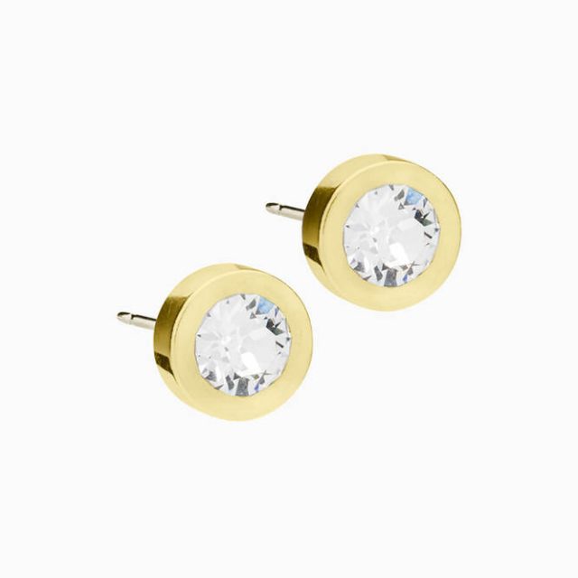 Golden Titanium 8mm Grand Bezel Earrings
