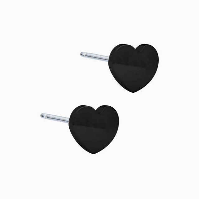 Black Titanium Heart Earrings