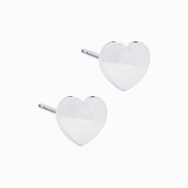 Silver Titanium Heart Earrings