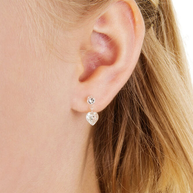 Medical Plastic Dangle Heart Earrings - Image 2
