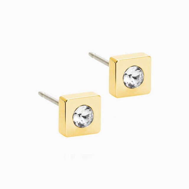 Golden Titanium Petite Square Earrings