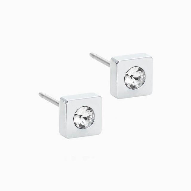 Silver Titanium Petite Square Earring