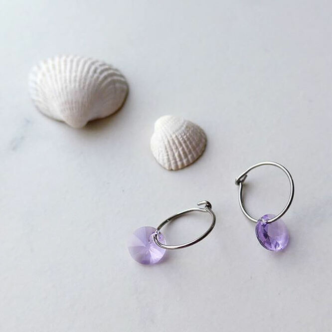 Round Crystal Pendant Earrings 8mm - Image 3