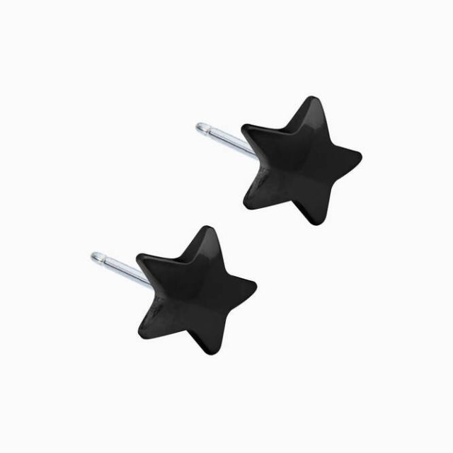 Black Titanium 8mm Star Earrings