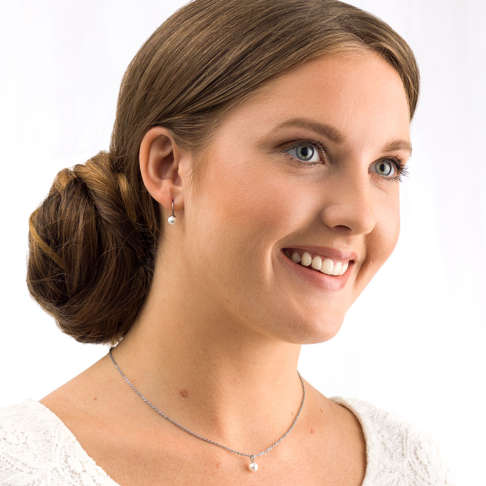 6mm Pearl Pendant Earrings - Image 3