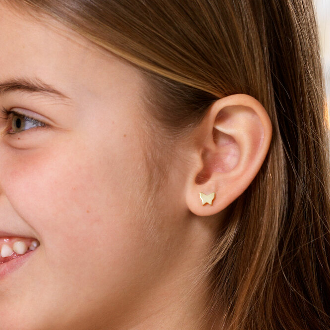 Golden Titanium 8mm Butterfly Earrings - Image 2